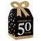 Big Dot of Happiness Adult 50th Birthday - Gold - Square Favor Gift Boxes - Birthday Party Bow Boxes - Set of 12